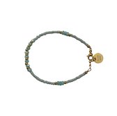 FlowJewels - armband - dames - schelpkralen - staal - goud - turquoise