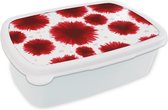 Broodtrommel Wit - Lunchbox - Brooddoos - Aquarelverf - Rood - Bloemen - 18x12x6 cm - Volwassenen