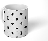 Mok - Pasen - Patroon - Zwart - Wit - 350 ML - Beker - Uitdeelcadeautjes
