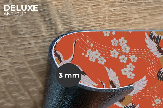 Set de table - Grue - Sakura - Motifs - Japonais - 45x30 cm - 6 pièces - Résistant à la chaleur - Antidérapant - Coussinet - Amovible