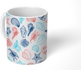 Mok - Koffiemok - Zomer - Zeeschelp - Zeester - Strand - Patronen - Mokken - 350 ML - Beker - Koffiemokken - Theemok