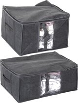Set van 2x dekbed/kussen opberghoezen grijs met vacuumzak - 40 x 40 x 25 cm en 60 x 45 x 25 cm