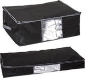 Set van 2x dekbed/kussen opberghoezen zwart met vacuumzak - 60 x 44 x 25 cm en 98 x 45 x 15 cm