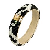 Return to Sender | Zwart witte armband met giraf design - Beaded bracelet slim - - Zwart