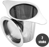 2 stuks -  Luxe - Theezeef - Theefilter - Thee ei - RVS - Retro - Met tip - Theefilter met lekbakje - Theezeefjes voor losse thee - Thee infuser - Theefilter voor losse thee - Dubb