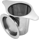 Luxe - Theezeef - Theefilter - Thee ei - RVS - Retro met tip - Theefilter met lekbakje - Theezeefjes voor losse thee - Theefilter met onderzetter - Thee infuser - Theefilter voor l
