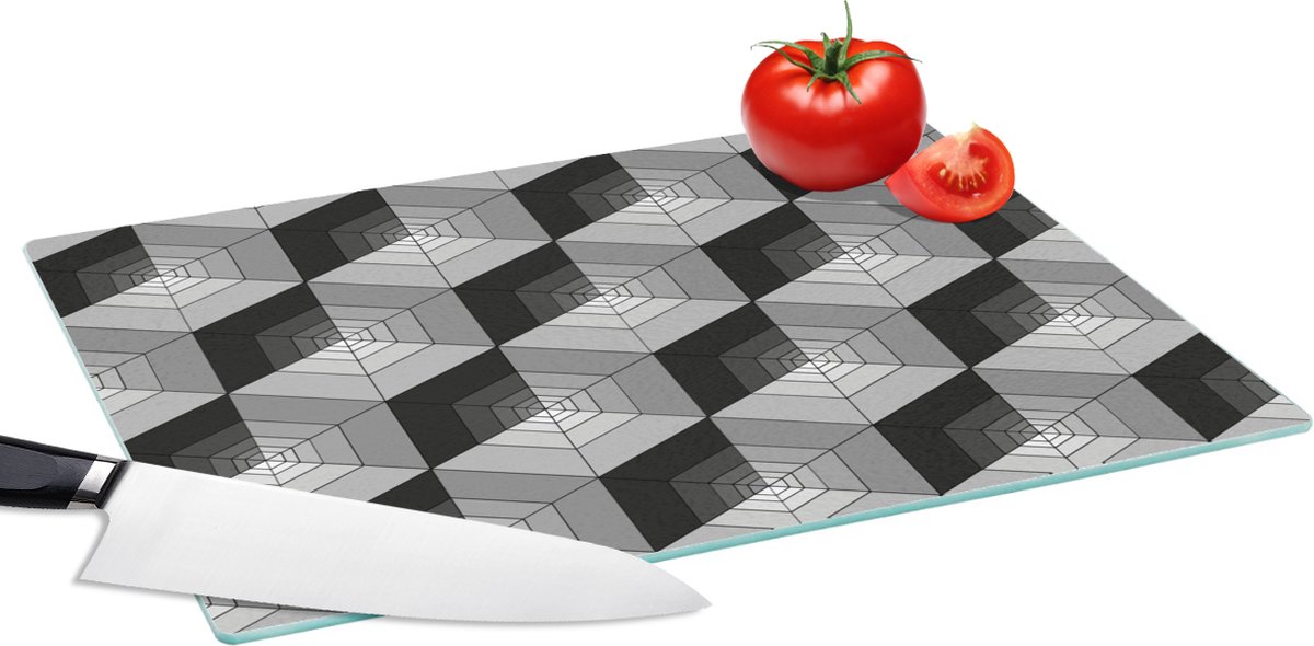 Glazen Snijplank - 39x28 - Patronen - Kubus - 3D - Snijplanken Glas