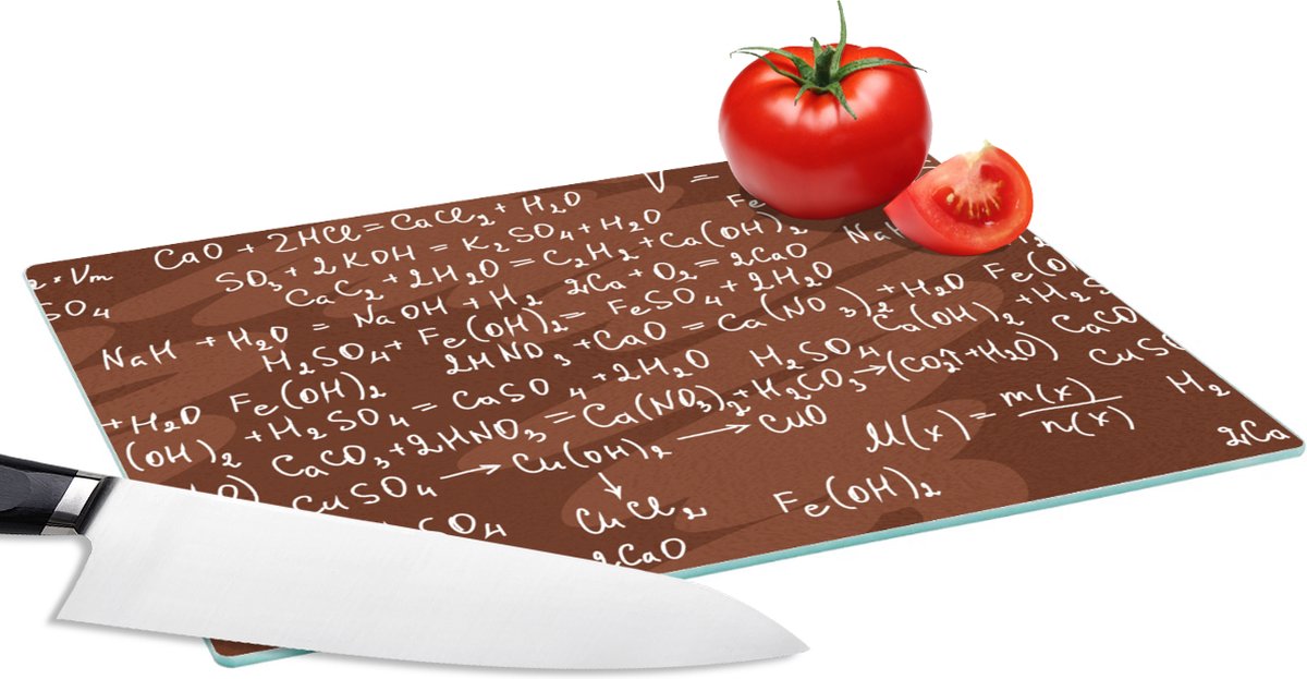Glazen Snijplank - 28x20 - Nummer - Formule - Scheikunde - Cijfers - Patronen - Snijplanken Glas
