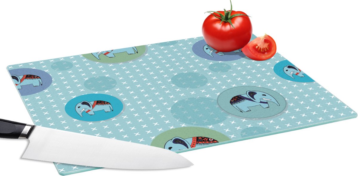 Glazen Snijplank - 39x28 - Olifant - Stippen - Design - Snijplanken Glas