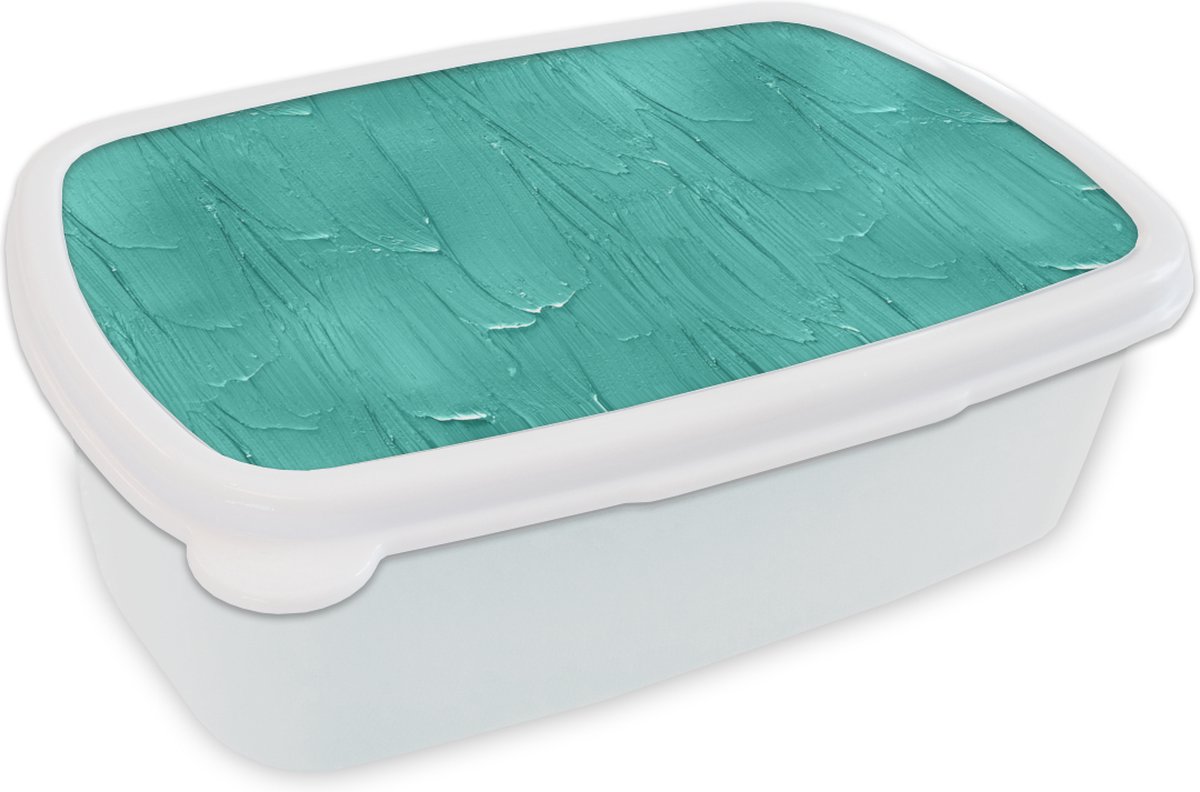Broodtrommel Wit - Lunchbox - Brooddoos - Verf - Patronen - Turquoise - 18x12x6 cm - Volwassenen