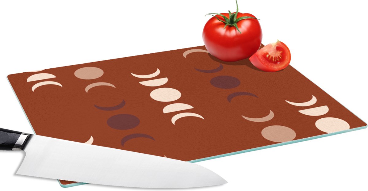 Glazen Snijplank - 28x20 - Maan - Rood - Patroon - Snijplanken Glas