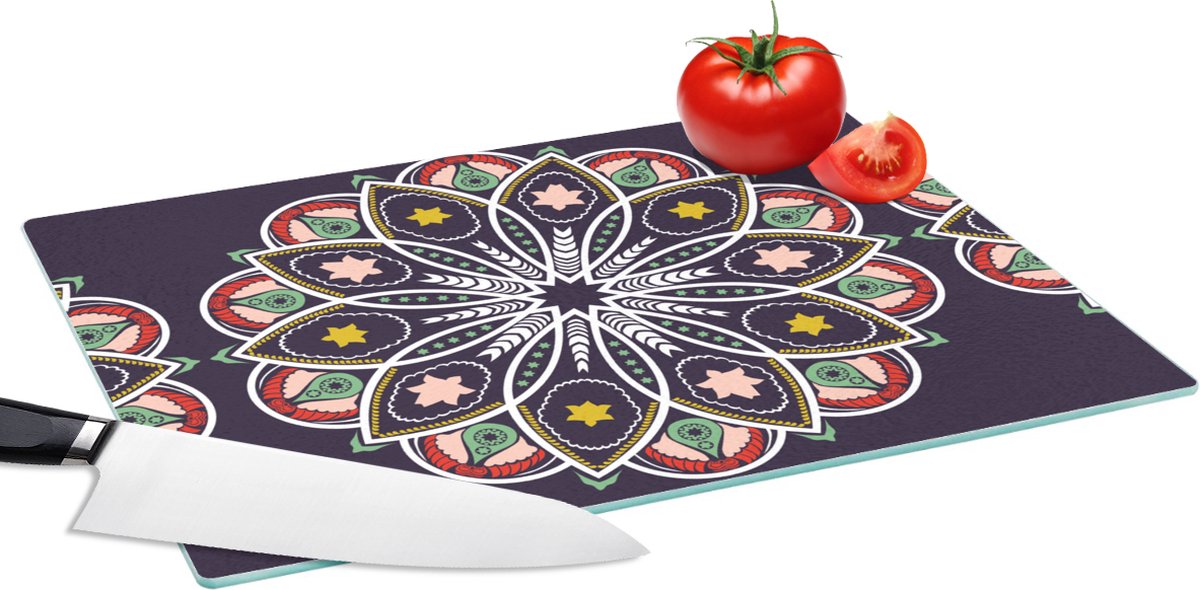 Glazen Snijplank - 39x28 - Mandala - Ster - Design - Snijplanken Glas