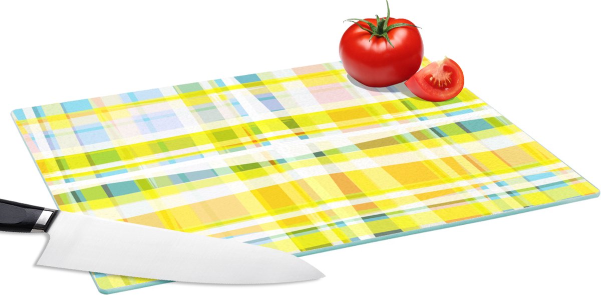 Glazen Snijplank - 39x28 - Geel - Patroon - Zomer - Snijplanken Glas