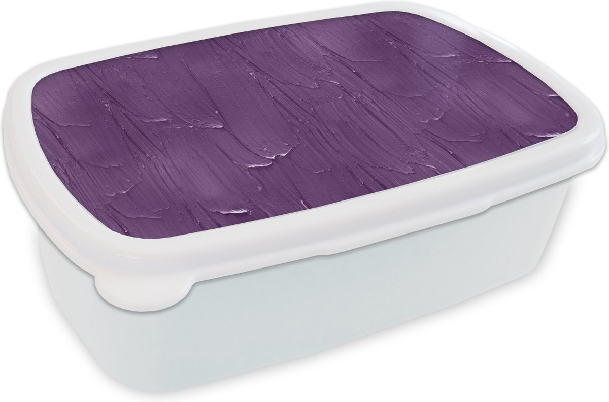 Broodtrommel Wit - Lunchbox - Brooddoos - Verf - Paars - Patronen - 18x12x6 cm - Volwassenen