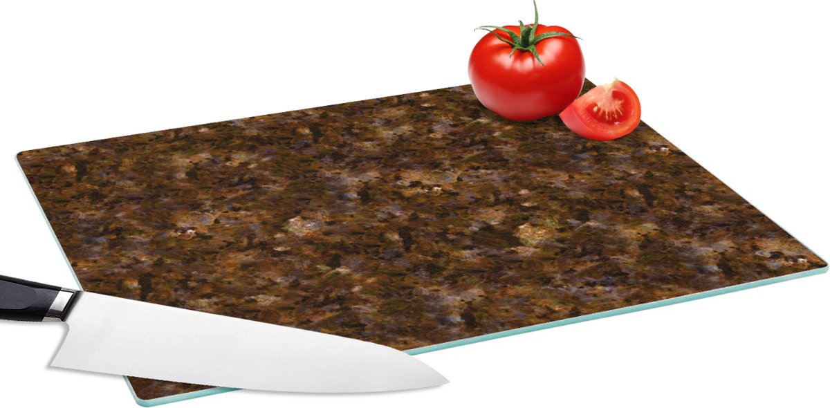 Glazen Snijplank - 39x28 - Bruin - Graniet - Patronen - Snijplanken Glas