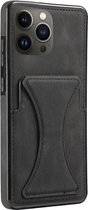 Geschikt voor iPhone 13 Pro Max Pasjes houder Hoesje Case - Portemonnee Cover - Hoesje met Kickstand - Magnetisch - Zwart