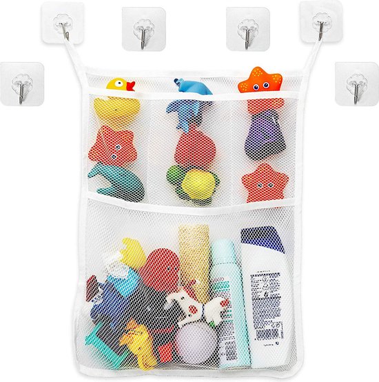 Badspeelgoed Opbergset Badspeelgoed Organizer Set Van 2 - Zelfklevend Doucherek Met Zuignap, Transparant, Geen Boren Badspeelgoed Opslag Set Van 2