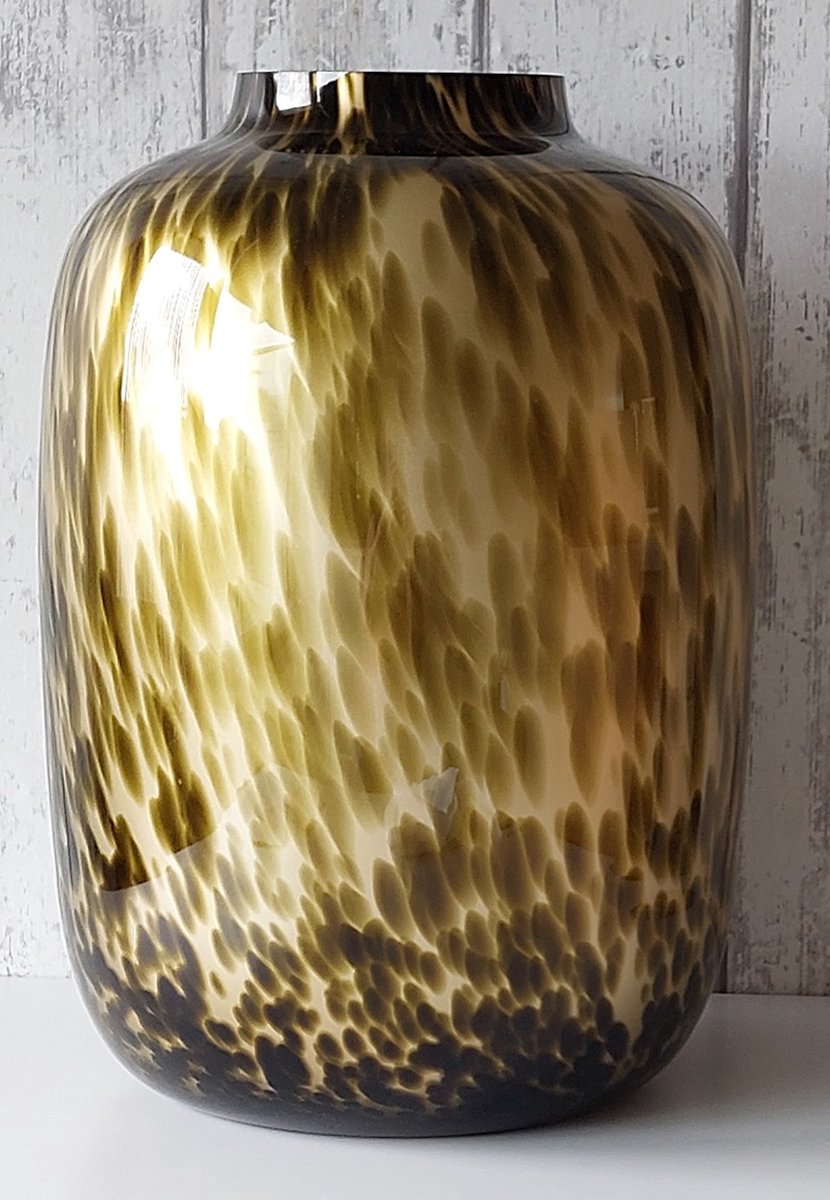Cheetah vaas Gold Large model Artic - H45 cm - glazen vaas - Vase the World - glas