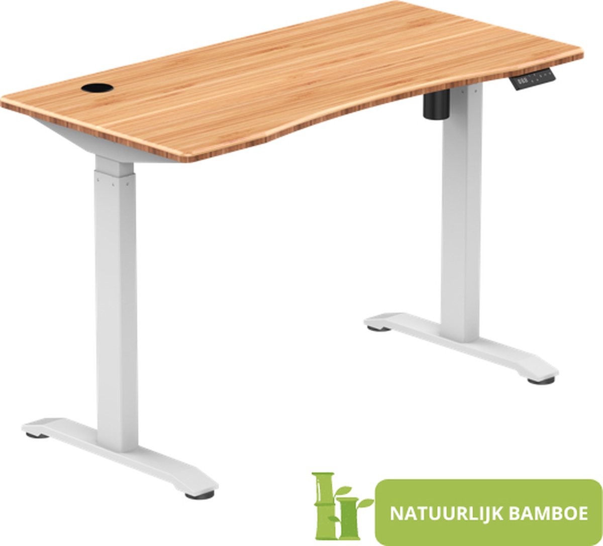 Zit Sta Bureau Elektrisch verstelbaar | 120x60 | wit - bamboe | met geheugenfunctie | 72-117