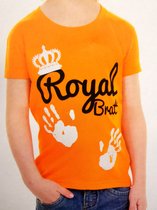 Jongens T-shirt - Royal Brat - Voor Koningsdag - Holland - Maat 86/92 - Oranje - Nederland - WK 2022
