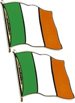 2x stuks broche/speldje/pin van vlag Ierland 20 mm - Landen supporters feestartikelen