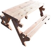 Picknicktafel en Bank - 2in1 inklapbare picknicktafel - Douglas hout 2-4 personen - DICHT BLAD - Compleet gemonteerd afgeleverd!
