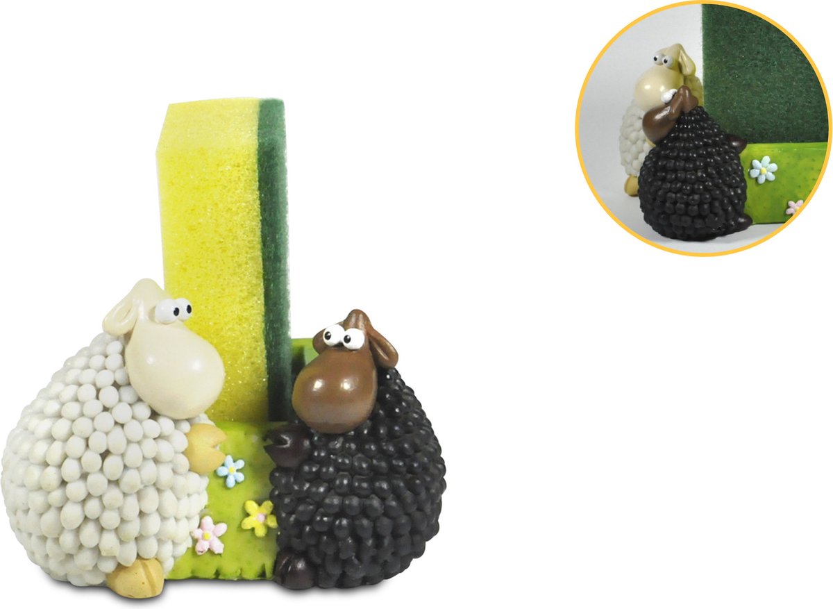 Paolo - Chiari - Spons - Houder - Schaap - Wit - Zwart - Sponshouder