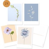 Ansichtkaarten - set - bloemen - blanco - blauwe luchten - botanisch - kunstkaart - fotografie