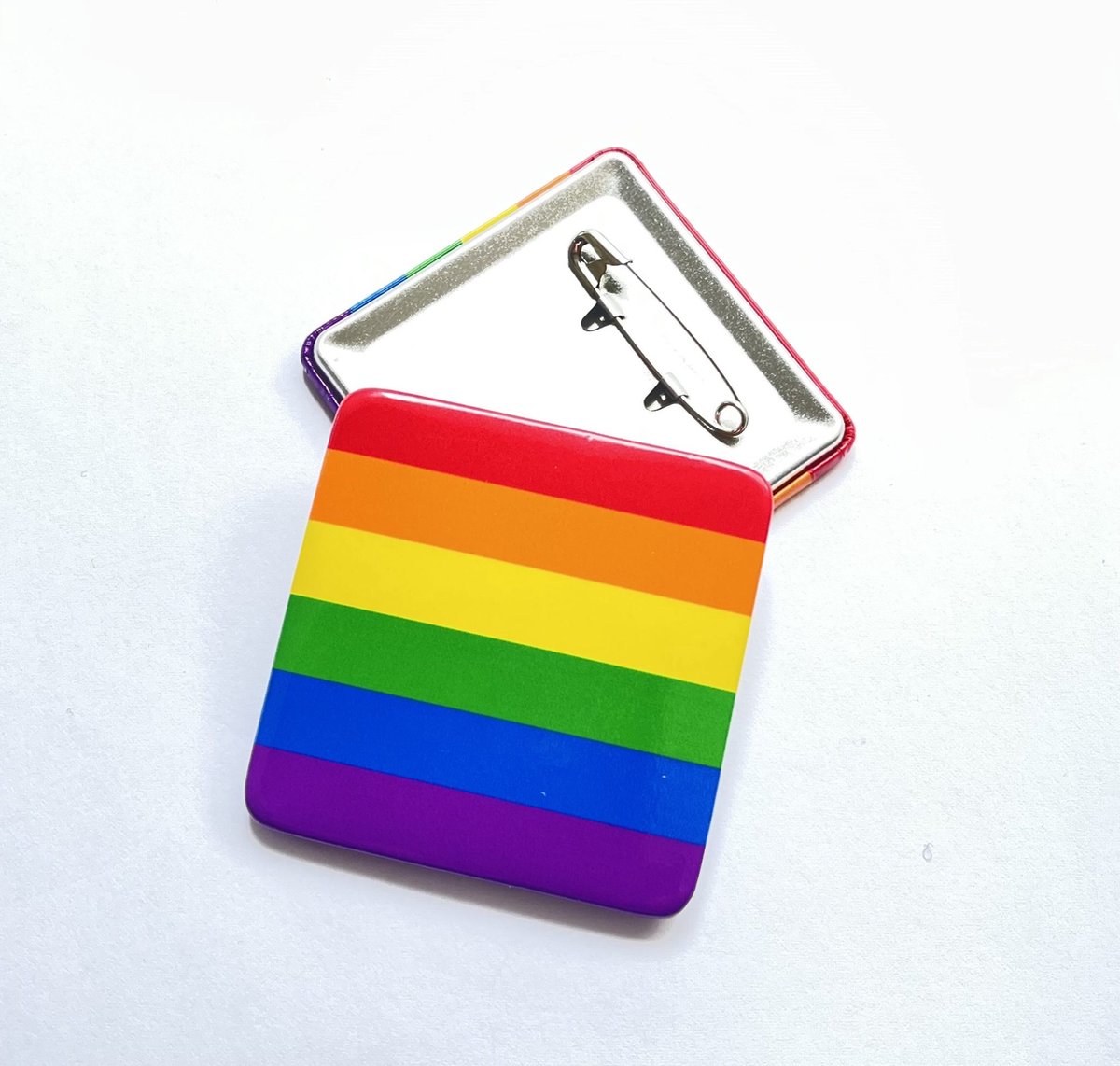 GoedeDoelen.Shop | Button Rainbow Square | Button | LGBTQ Button | Statement | Love Is Love | Rainbow | Pride
