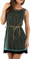 Metrofive glitter jurk met taillekoord groen L/XL