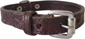 ALOKÉ Hondenhalsband / Halsband (01588ST) - Leder Crocomotief - Donkerbruin - S - Nekomvang: 24,5 - 30 cm (GELIEVE ALVORENS BESTELLEN OPMETEN)