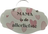 TWOA-Aluminium ovaal bordje - dubbelzijdig - met ophangketting - Mama- Mama is de allerliefste