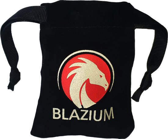 Thumbnail van een extra afbeelding van het spel Blazium - DnD dice set - Inclusief velvet bewaarzakje - Red & Black - Dungeons and Dragons dobbelstenen