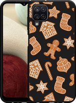 Galaxy A12 Hoesje Zwart Christmas Cookies - Designed by Cazy