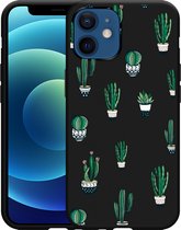 iPhone 12/12 Pro Hoesje Zwart Cactus - Designed by Cazy