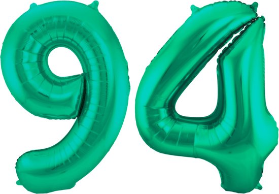 Folieballon 94 jaar metallic groen 86cm