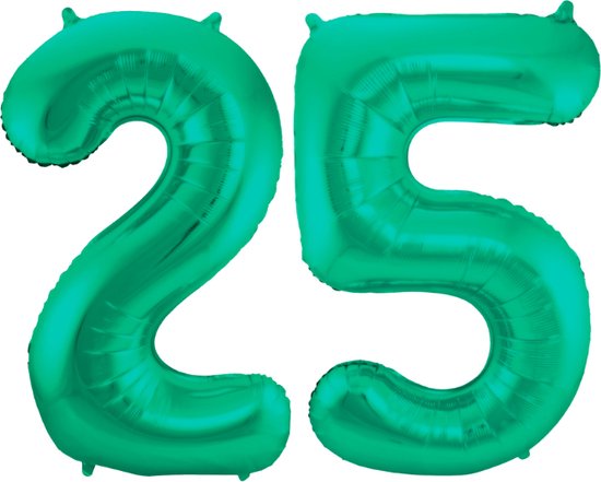 Ballon aluminium 25 ans vert métallisé 86cm