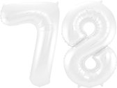 Folieballon 78 jaar metallic wit 86cm