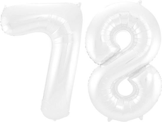Folieballon 78 jaar metallic wit 86cm