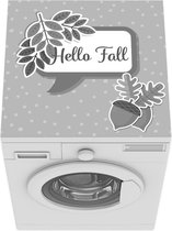 Wasmachine beschermer mat - Verwelkomen van de herfst - zwart wit - Breedte 60 cm x hoogte 60 cm