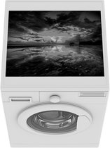 Wasmachine beschermer mat - Het Nudgee-Strand bij Brisbane in Australië - zwart wit - Breedte 55 cm x hoogte 45 cm