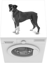 Wasmachine beschermer mat - Boxer met een witte achtergrond - zwart wit - Breedte 60 cm x hoogte 60 cm