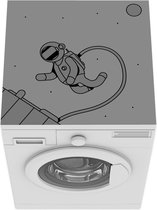 Wasmachine beschermer mat - Kinderillustratie zwevende astronaut op roze achtergrond - zwart wit - Breedte 60 cm x hoogte 60 cm