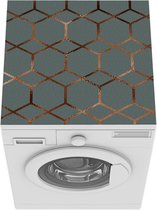 Wasmachine beschermer mat - Patronen - Luxe - Blauw - Brons - Breedte 60 cm x hoogte 60 cm