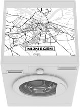 Wasmachine beschermer mat - Kaart - Nijmegen - Zwart - Wit  - Breedte 55 cm x hoogte 45 cm