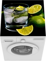 Wasmachine beschermer mat - Glas gin en tonic op ijs omgeven door limoenen - Breedte 60 cm x hoogte 60 cm