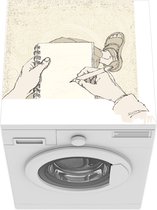 Wasmachine beschermer mat - Illustratie van een rustige tekenaar - Breedte 60 cm x hoogte 60 cm