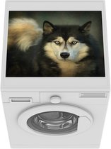 Wasmachine beschermer mat - Husky kijkt in camera - Breedte 55 cm x hoogte 45 cm