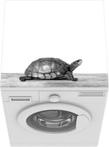 Wasmachine beschermer mat - Schildpad dierenprint - zwart wit - Breedte 60 cm x hoogte 60 cm