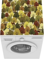 Wasmachine beschermer mat - een herfstachtig bos met uilen - Breedte 60 cm x hoogte 60 cm